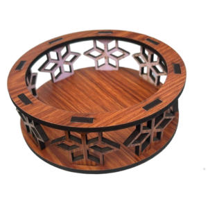 MDF Wood Round Tray with side designs 15cm width/radius