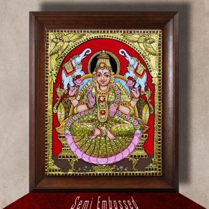 Gaja Lakshmi Antique finish Semi Embossed Tanjore Painting