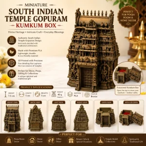 Miniature South Indian Temple Gopuram Kumkum Box